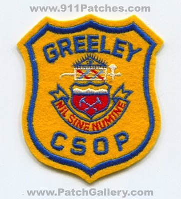 Greeley Police Department CSOP Patch (Colorado)
Scan By: PatchGallery.com
Keywords: dept.
