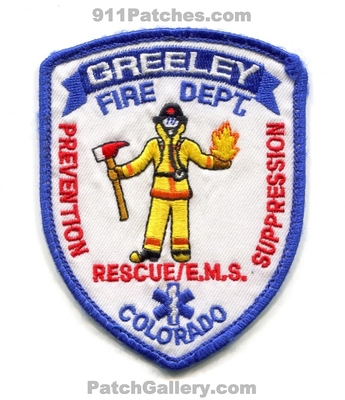 Greeley Fire Department Patch (Colorado)
[b]Scan From: Our Collection[/b]
Keywords: dept. rescue ems e.m.s. prevention suppression