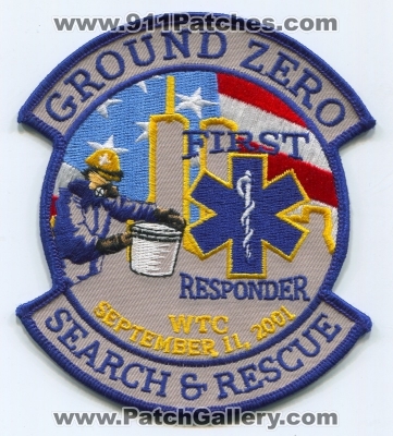 Ground Zero Search and Rescue First Responder Patch (New York)
Scan By: PatchGallery.com
Keywords: ems sar wtc september 11 2001