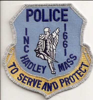 Hadley Police
Thanks to EmblemAndPatchSales.com for this scan.
Keywords: massachusetts