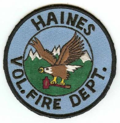 Haines Vol Fire Dept
Thanks to PaulsFirePatches.com for this scan.
Keywords: alaska volunteer department