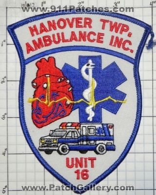 Hanover Township Ambulance Inc Unit 16 (Pennsylvania)
Thanks to swmpside for this picture.
Keywords: twp. inc.