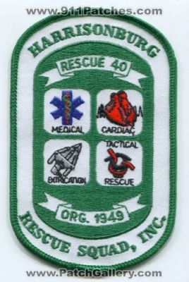 Harrisonburg Rescue Squad Inc Rescue 40 (Virginia)
Scan By: PatchGallery.com
Keywords: inc. medical cardiac extrication tactical rescue ems