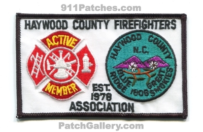 Haywood County Firefighters Association Active Member Patch (North Carolina)
Scan By: PatchGallery.com
Keywords: co. ffs assoc. assn. est. 1978