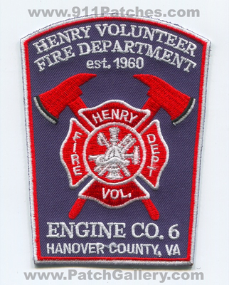 Henry Volunteer Fire Department Engine Company 6 Hanover County Patch (Virginia)
Scan By: PatchGallery.com
Keywords: vol. dept. co. number no. #6 va