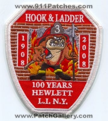 Hewlett Fire Department Hook and Ladder 3 100 Years (New York)
Scan By: PatchGallery.com
Keywords: dept. & company co. station l.i.n.y. liny long island