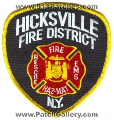 Hicksville Fire District Patch (New York)
[b]Scan From: Our Collection[/b]
Keywords: rescue hazmat mat