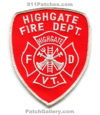 Highgate Fire Department Patch (Vermont)
Scan By: PatchGallery.com
Keywords: dept. fd