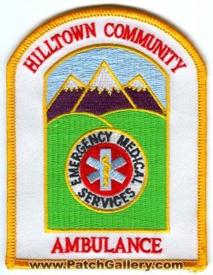 Hilltown Community Ambulance Patch (Massachusetts)
[b]Scan From: Our Collection[/b]
Keywords: ems emergency medical services