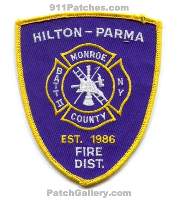 Hilton-Parma Fire District Battalion 2 Monroe County Patch (New York)
Scan By: PatchGallery.com
Keywords: dist. department dept. II co. est. 1986