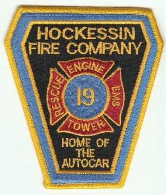 Hockessin Fire Company
Thanks to PaulsFirePatches.com for this scan.
Keywords: delaware 19 engine rescue tower