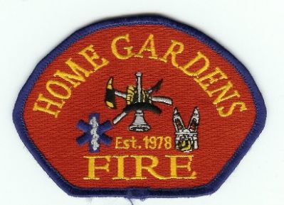 Home Gardens Fire
Thanks to PaulsFirePatches.com for this scan.
Keywords: california