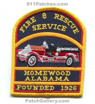 Homewood Fire and Rescue Service Patch (Alabama)
Scan By: PatchGallery.com
Keywords: & department dept. founded 1926