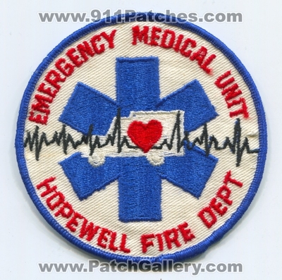 Hopewell Fire Department Emergency Medical Unit Patch (New Jersey)
Scan By: PatchGallery.com
Keywords: dept. emu ems services ambulance