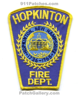 Hopkinton Fire Department Patch (New Hampshire)
Scan By: PatchGallery.com
Keywords: dept. 1736-1765