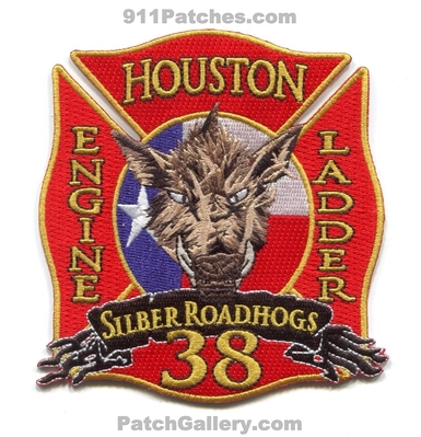 Houston Fire Department Station 38 Patch (Texas)
Scan By: PatchGallery.com
[b]Patch Made By: 911Patches.com[/b]
Keywords: dept. hfd engine ladder company co. silber roadhogs
