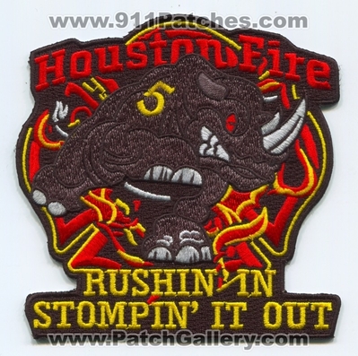 Houston Fire Department Station 5 Patch (Texas)
Scan By: PatchGallery.com
Keywords: Dept. HFD H.F.D. Company Co. Rushin In Stompin It Out - Rhinoceros