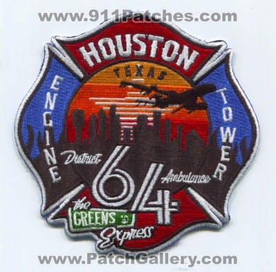 Houston Fire Department Station 64 Patch (Texas)
Scan By: PatchGallery.com
Keywords: Dept. HFD H.F.D. Engine Tower District Ambulance Company Co. The Greens Express