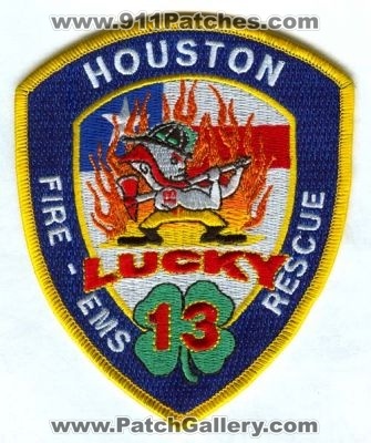 Houston Fire Department Station 13 Patch (Texas)
Scan By: PatchGallery.com
Keywords: dept. hfd company co. ems rescue lucky