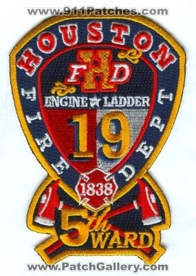 Houston Fire Department Station 19 Patch (Texas)
Scan By: PatchGallery.com
Keywords: dept. hfd company co. engine ladder 5th ward