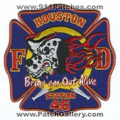 Houston Fire Department Station 46 Patch (Texas)
Scan By: PatchGallery.com
Keywords: dept. hfd company co. bringem out alive