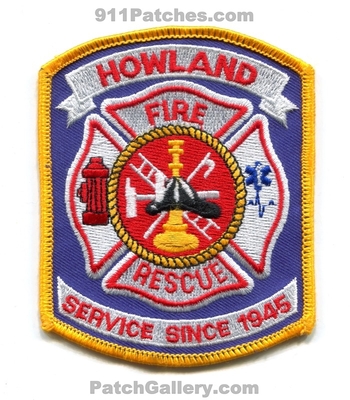 Howland Fire Rescue Department Patch (Ohio)
Scan By: PatchGallery.com
Keywords: dept. service since 1945