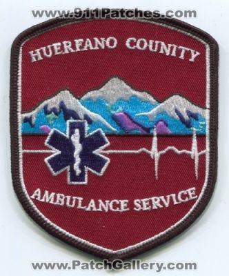 Huerfano County Ambulance Service Patch (Colorado)
[b]Scan From: Our Collection[/b]
Keywords: ems emt paramedic emergency medical services