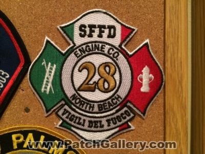San Francisco Fire Department Engine Company 28 (California)
Picture By: PatchGallery.com
Thanks to Jeremiah Herderich
Keywords: sffd dept. co. station north beach vigili del fuoco