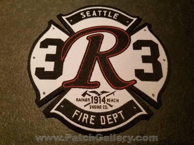 Seattle Fire Department Station 33 Patch (Washington)
Picture By: PatchGallery.com
Thanks to Jeremiah Herderich
Keywords: dept. sfd company co. engine rainier beach 1914