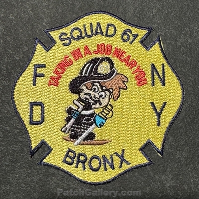 New York City Fire Department FDNY Squad 61 Patch (New York)
Picture By: PatchGallery.com
Thanks to Jeremiah Herderich
Keywords: of dept. company co. station bronx taking in a job near you