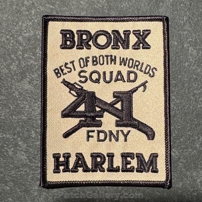 New York City Fire Department FDNY Squad 41 Patch (New York)
Picture By: PatchGallery.com
Thanks to Jeremiah Herderich
Keywords: of dept. company co. station bronx harlem the best of both worlds