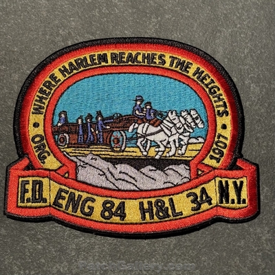 New York City Fire Department FDNY Engine 84 Hook and Ladder 34 Patch (New York)
Picture By: PatchGallery.com
Thanks to Jeremiah Herderich
Keywords: of dept. company co. station where Harlem reaches the heights