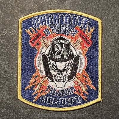 Charlotte Fire Department Station 24 Patch (North Carolina)
Picture By: PatchGallery.com
Thanks to Jeremiah Herderich
Keywords: dept. engine ladder company co. in the eye of the storm