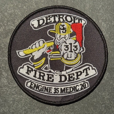 Detroit Fire Department Engine 35 Medic 20 Patch (Michigan)
Picture: PatchGallery.com
Thanks to Jeremiah Herderich
Keywords: dept. 313