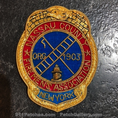 Nassau County Firemens Association Patch (New York) (Bullion)
Picture By: PatchGallery.com
Keywords: co. assn. fire department dept. org 1903
