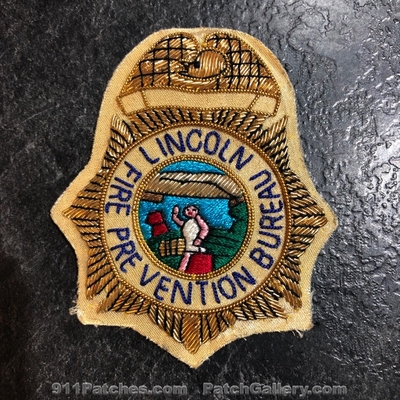 Lincoln Fire Prevention Bureau Patch (UNKNOWN STATE) (Bullion)
Picture By: PatchGallery.com
Keywords: department dept.