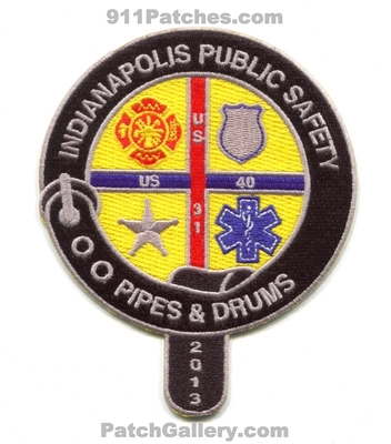 Indianapolis Public Safety Pipes and Drums Patch (Indiana)
Scan By: PatchGallery.com
Keywords: department dept. of dps & us 31 40 fire ems police sheriffs