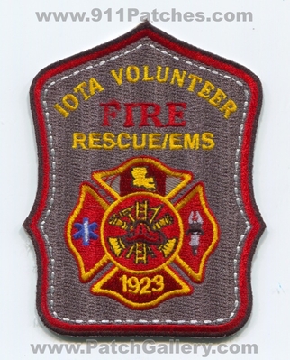 Iota Volunteer Fire Rescue EMS Department Patch (Louisiana)
Scan By: PatchGallery.com
Keywords: vol. dept. 1923