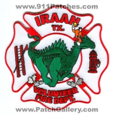 Iraan Volunteer Fire Department Patch (Texas)
Scan By: PatchGallery.com
Keywords: dept. tx.