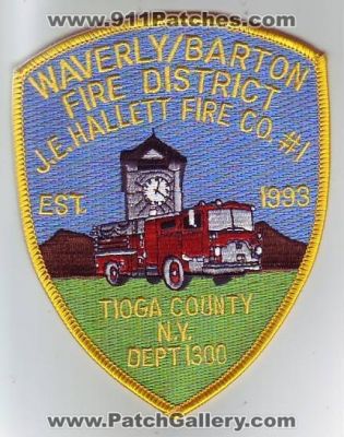 Waverly Barton Fire District JE Hallett Fire Company Number 1 Department 1300 (New York)
Thanks to Dave Slade for this scan.
Keywords: j.e. co. #1 dept. tioga county n.y.