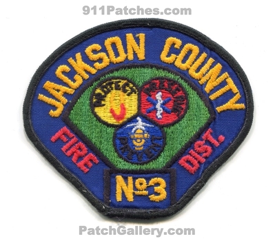 Jackson County Fire District Number 3 Patch (Oregon)
Scan By: PatchGallery.com
Keywords: co. dist. no. #3 department dept. protect preserve prevent