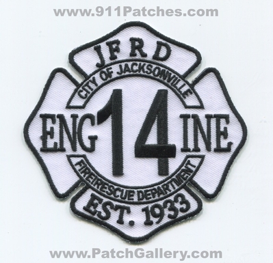 Jacksonville Fire and Rescue Department Engine 14 Patch (Florida)
Scan By: PatchGallery.com
Keywords: City of & Dept. JFRD J.F.R.D. Company Co. Est. 1933