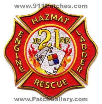 Jacksonville Fire and Rescue Department Station 21 (Florida)
Scan By: PatchGallery.com
Keywords: jfrd & dept. company engine ladder haz-mat hazmat