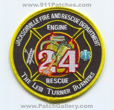 Jacksonville Fire and Rescue Department Station 24 Patch (Florida)
Scan By: PatchGallery.com
Keywords: & Dept. JFRD J.F.R.D. Engine Company Co. The Lem Turner Burners