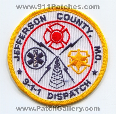 Jefferson County 911 Dispatcher Patch (Missouri)
Scan By: PatchGallery.com
Keywords: co. 9-1-1 communications comm. fire ems sheriffs office department dept. mo.