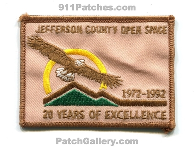 Jefferson County Open Space Parks Ranger 20 Years Patch (Colorado)
Scan By: PatchGallery.com
Keywords: co. police sheriffs of excellence 1972-1992