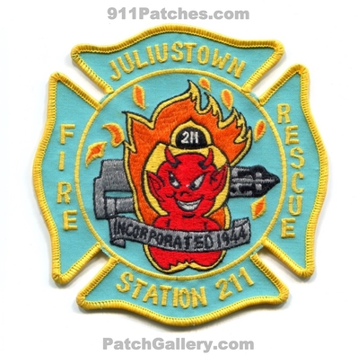 Juliustown Fire Rescue Department Station 211 Patch (New Jersey)
Scan By: PatchGallery.com
Keywords: dept. incorporated 1944