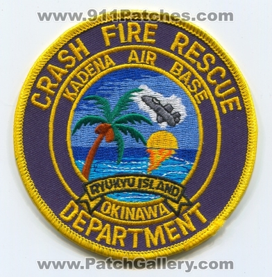 Kadena Air Base Crash Fire Rescue CFR Department Patch (Japan)
Scan By: PatchGallery.com
Keywords: okinawa dept. arff aircraft airport firefighter firefighting ryukyu island