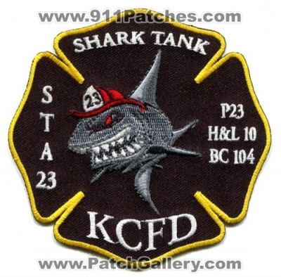 Kansas City Fire Department Station 23 (Missouri)
Scan By: PatchGallery.com
Keywords: dept. kcfd company shark tank p23 pumper engine hook and ladder hl h&l 10 ba battalion chief 104