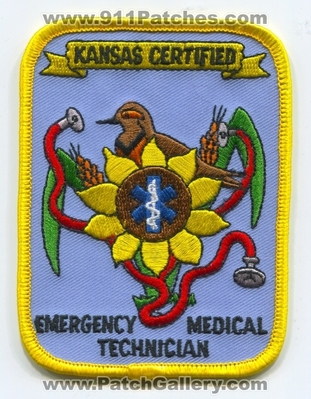 Kansas State Certified Emergency Medical Technician EMT Patch (Kansas)
Scan By: PatchGallery.com
Keywords: ems ambulance